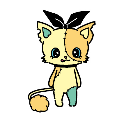 Rico(リコ）
メインダンサー
イエローのつぎはぎ猫。
ハイテンションでついついベロが出ちゃう。
キレキレのダンスでみんなをノリノリにさせる。