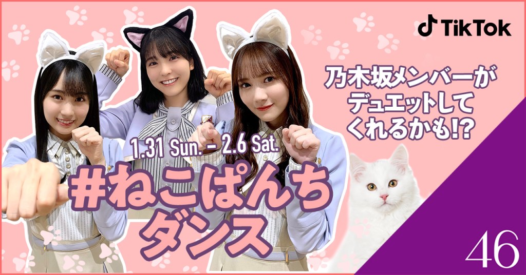TikTok、乃木坂46と「#ねこぱんちダンス」チャレンジ開催!