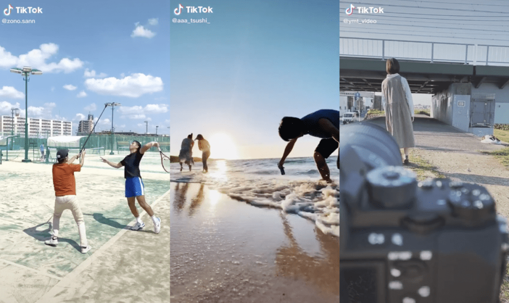 TikTokで人気の映像系クリエイターが「簡単で誰でも真似の出来る撮影方法と編集方法」の動画を投稿し、多くのユーザーに「クオリティの高い動画の制作と投稿」の一歩目となるきっかけを提供しています（Adobe Premiere Rush や Adobe Lightroom などのソフトを使用）。