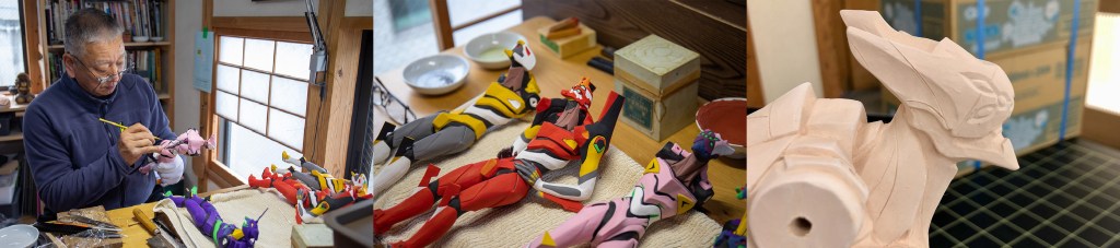 “エヴァンゲリオン4体が登場するシーン“をモチーフとし、再現した博多人形の豪華限定エディション