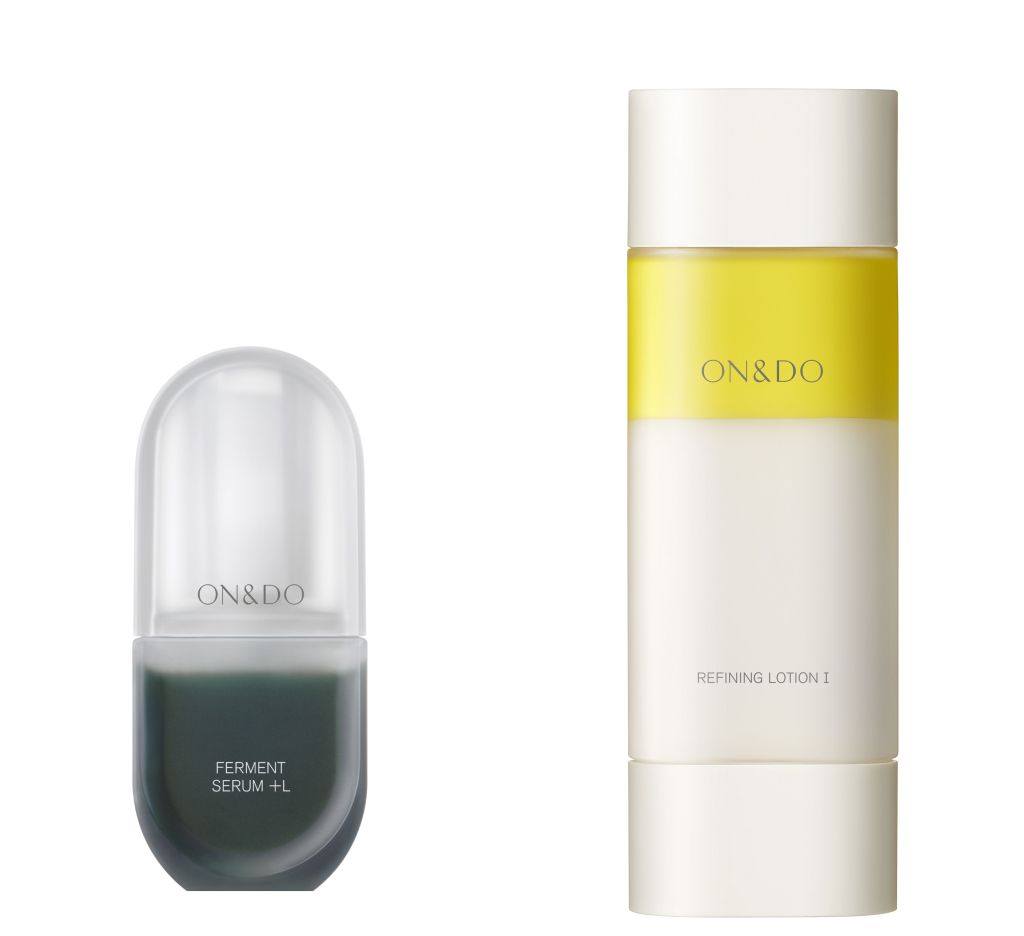(左)「ON＆DO」ファーメントセラム ＋L（40ｍl）11,000円、（右）リファイニングローションＩ（150ｍl）7,700円