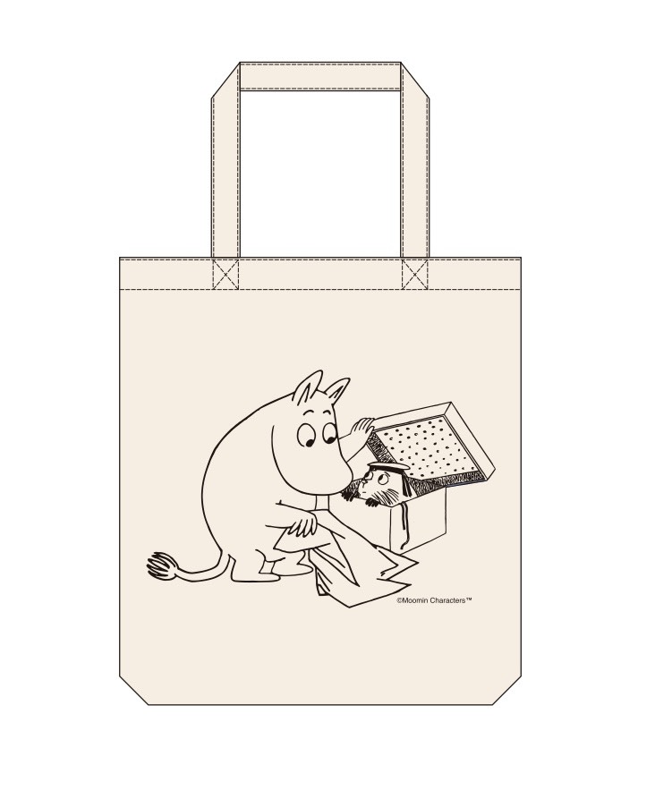 見たものは全部かじりたいという、ムーミン谷の住人「ニブリング」。そんな彼が箱から顔を出しているイラストが描かれたトートバッグとサコッシュはどちらも普段使いできるデザインに。